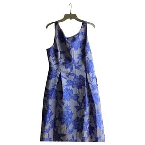 Adrianna Papell Blue and White Floral Midi Dress